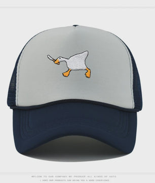 Unieke Geborduurde Baseball Cap met Gans Patroon - Casual Stadsstijl