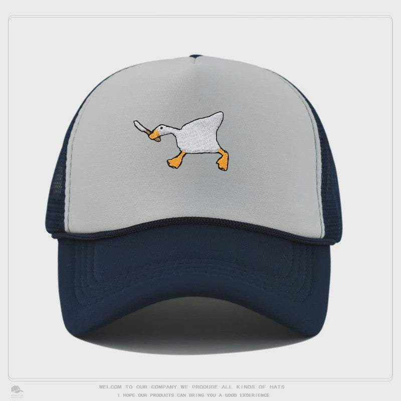 Unieke Geborduurde Baseball Cap met Gans Patroon - Casual Stadsstijl