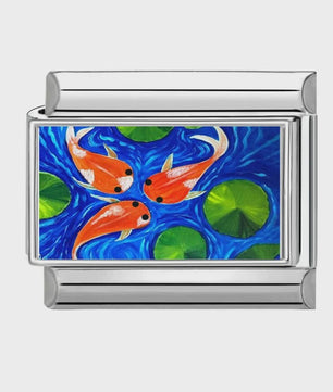 Modulaire RVS Bedel Links - Italiaanse Charm Collectie - Blue Series