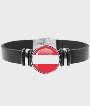 Leren Armband met Vlag van [Land] - Stijlvolle Bangle voor Dames en Heren
