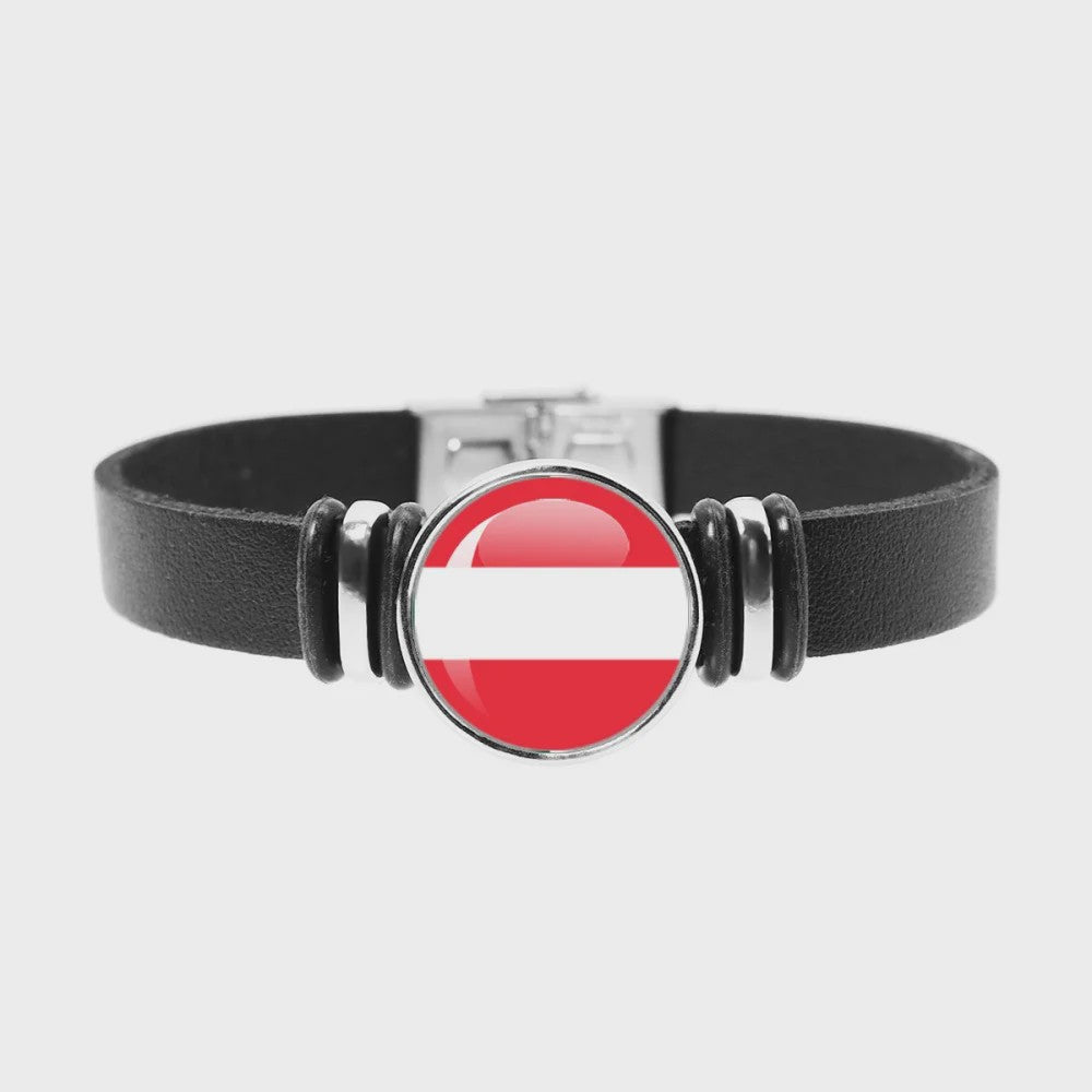 Leren Armband met Vlag van [Land] - Stijlvolle Bangle voor Dames en Heren