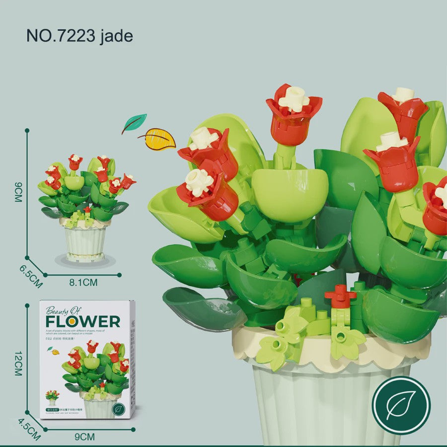 Bouwstenen Bloemen in Pot - Creatieve Mini Bloemenboeketten Bouwpakketten