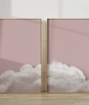 Abstracte Blauwe Wolken Poster - Minimalistische Canvas Muurkunst voor Moderne Woonkamer