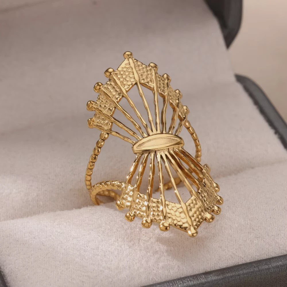 Luxe Gouden Ringen Set: Zirkonia & Boze Oog Design - Verstelbaar & Trendy