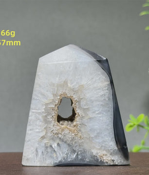 Zwarte Agaat Kristal Geode Obelisk - Natuurlijke Decoratie & Meditatie Steen