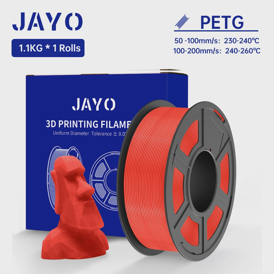 JAYO PETG 3D Printer Filament - 1.75mm Clear, 1.1kg, Hoge Taaiheid, Net Gewikkeld