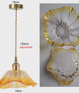 Vintage Bloemen Glazen Hanglamp - Sfeervolle Decoratie voor Woonkamer & Slaapkamer