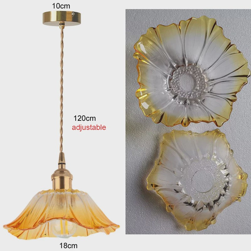 Vintage Bloemen Glazen Hanglamp - Sfeervolle Decoratie voor Woonkamer & Slaapkamer