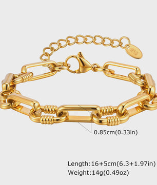 Gouden Chunky Schakelarmband met OT Sluiting - Roestvrij Staal, Aanslagvrij