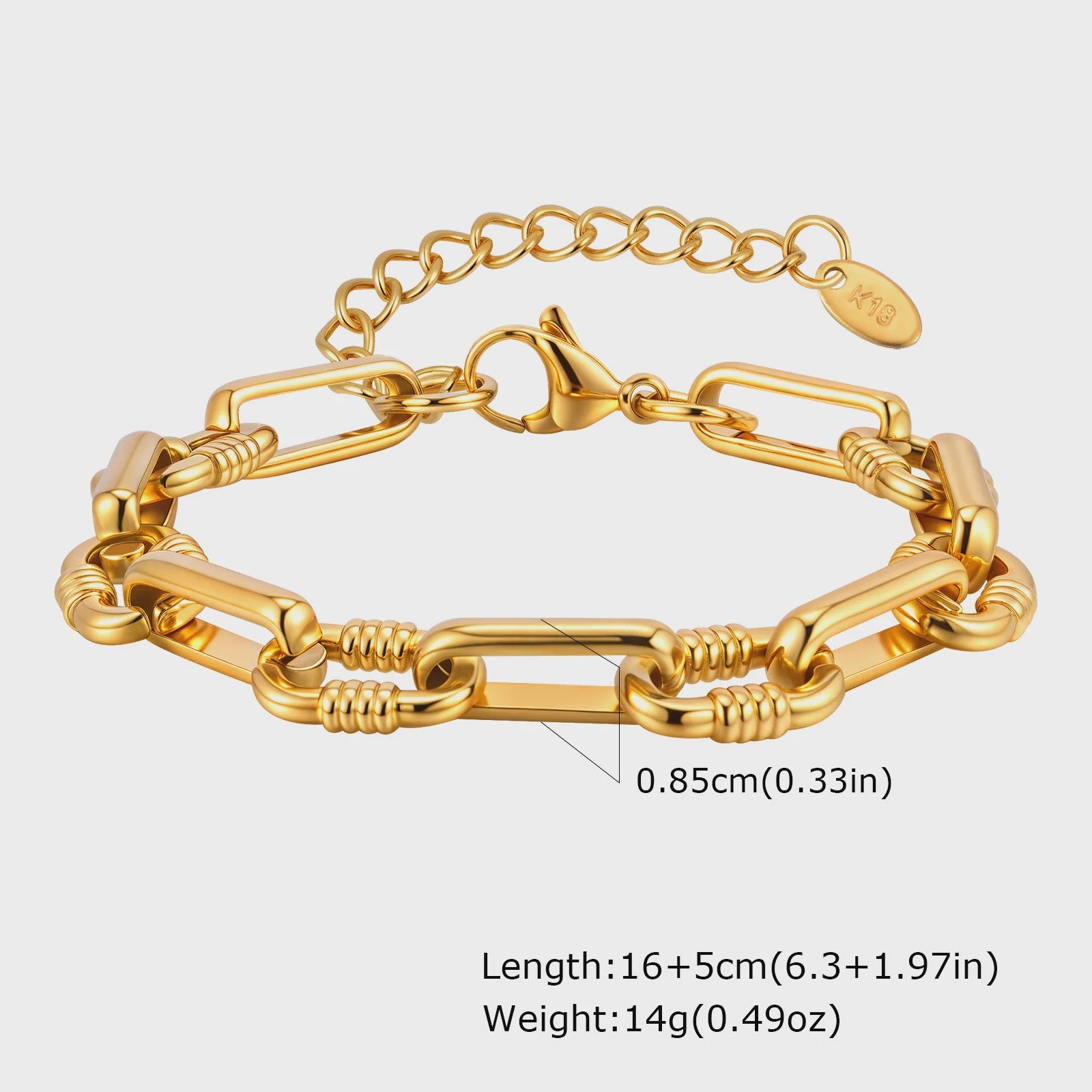 Gouden Chunky Schakelarmband met OT Sluiting - Roestvrij Staal, Aanslagvrij