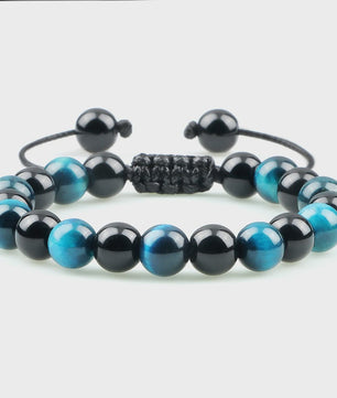 Verstelbare Natuursteen Armband - 8mm Agate & Onyx Kralen voor Mannen en Vrouwen