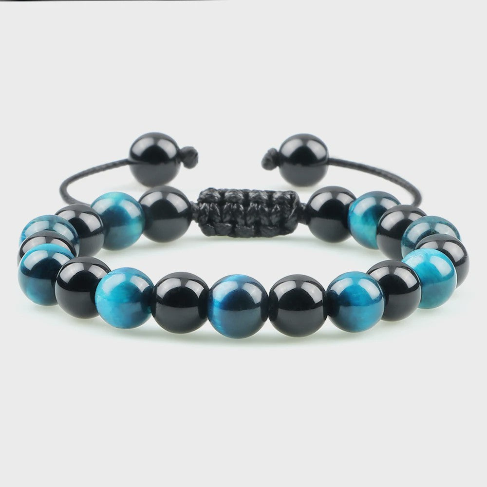Verstelbare Natuursteen Armband - 8mm Agate & Onyx Kralen voor Mannen en Vrouwen
