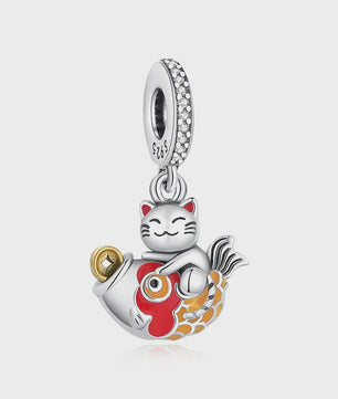 925 Sterling Zilveren Bedel Lucky Cat - Chinees Nieuwjaar & Japanse Stijl Hanger voor Dames Armbanden & Kettingen