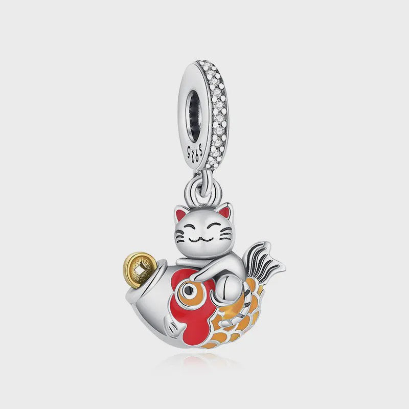 925 Sterling Zilveren Bedel Lucky Cat - Chinees Nieuwjaar & Japanse Stijl Hanger voor Dames Armbanden & Kettingen