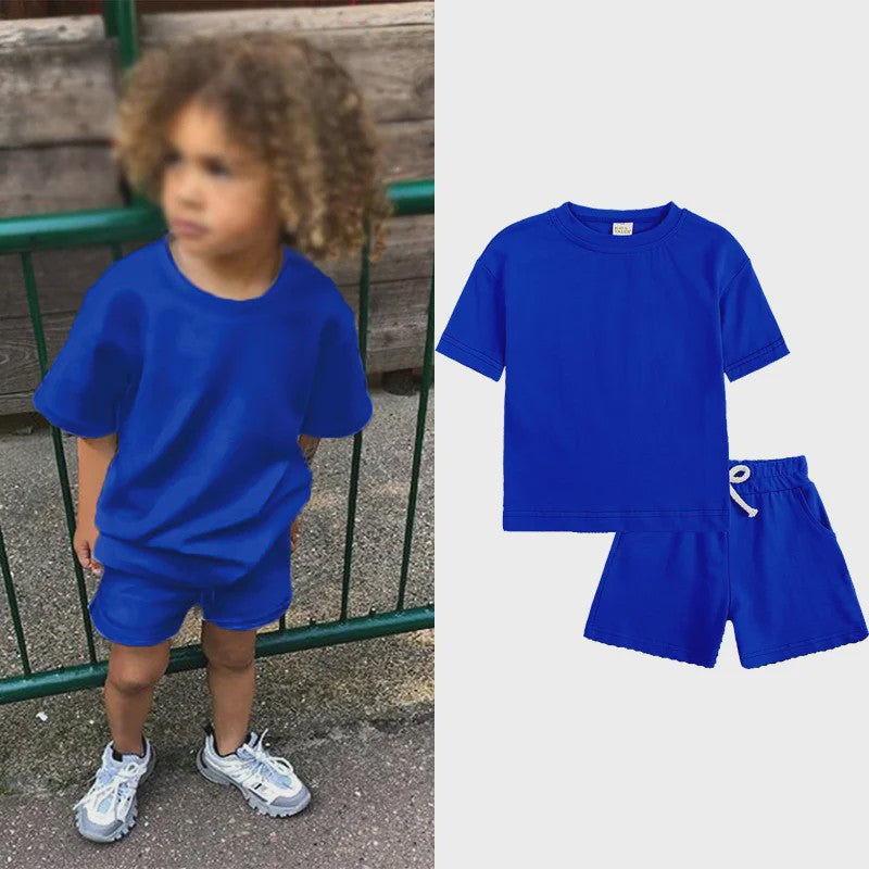 Zomer Set Kinderen: T-shirt met Korte Broek - Jongens & Meisjes Sportkleding Outfit