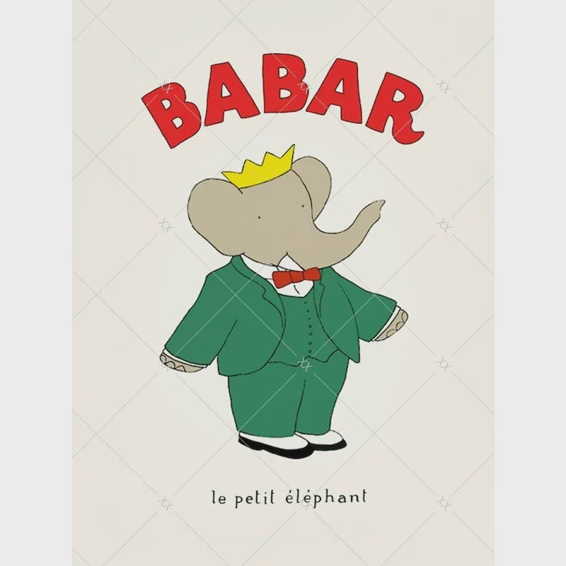 Babar Poster Canvas - Sprookjes Kunst voor Kinderkamer & Babykamer Decoratie
