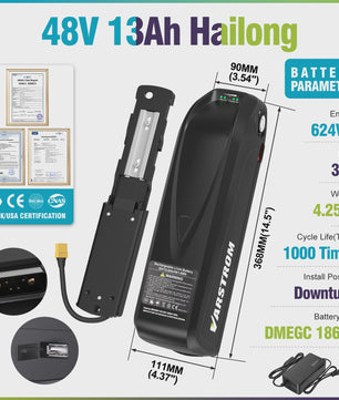 Varstrom E-bike Batterij 36V/48V/52V - Krachtige Lithium Accu met 40A BMS & Lange Levensduur