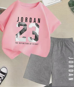 Kinder T-shirt en Short Set - Zomer Sportieve Mode met Grafische Print