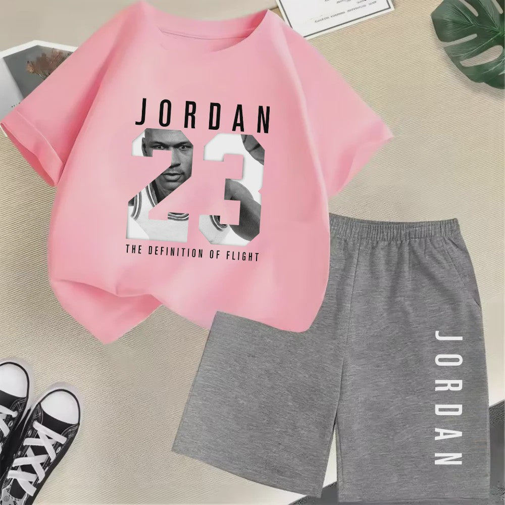 Kinder T-shirt en Short Set - Zomer Sportieve Mode met Grafische Print