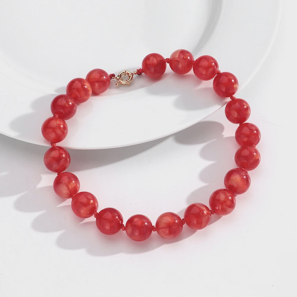 Trendy Multicolor Statement Ketting met Grote Ronde Kralen - Handgemaakt
