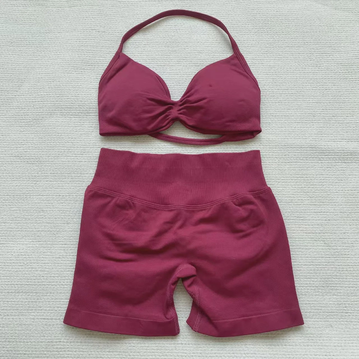 Naadloze Yogaset Dames: Sportbeha met Halternek & High Waist Shorts