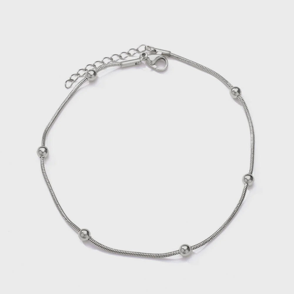 Gouden Anklet met Kralen en Bedels - Roestvrij Staal - Zomerse Strandjuwelen
