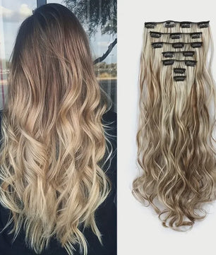 Clip-in Haarverlenging 7 Delig - 55cm Lang Krullend Synthetisch Haar