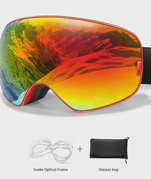 Ski Bril Heren Dames Tieners - UV400 Anti-Condens, Inclusief Optisch Frame & Tas
