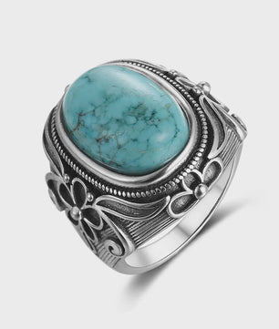 S925 Zilveren Ring met Ovaal Natuurlijke Turkoois - Fijne Sieraden voor Dames en Heren
