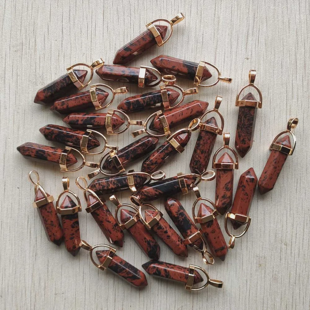 Natuurlijke Groene Aventurijn Kristal Pilaren Hangers - 24 Stuks Set voor Sieraden Maken