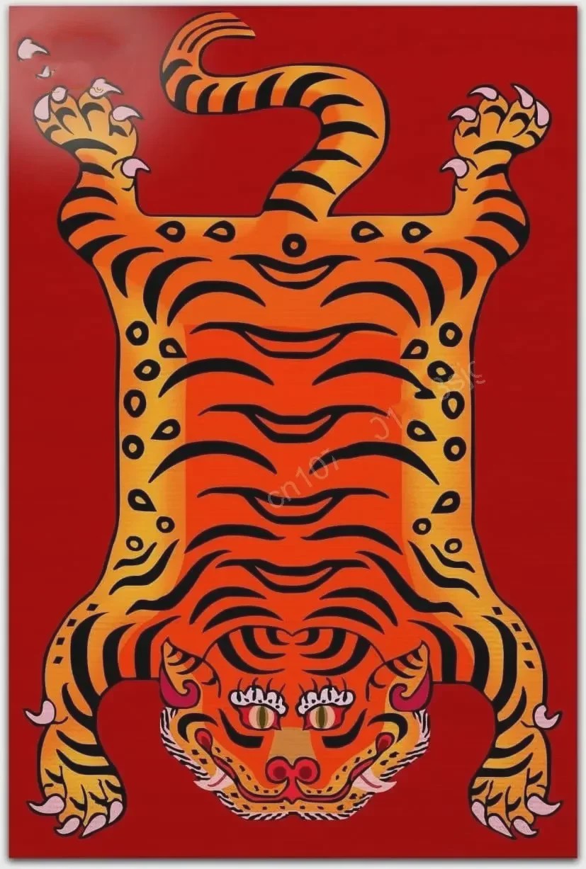 Bohemian Tibetaanse Tijger Vloerkleed - Antislip Decoratief Kleed voor Woonkamer & Slaapkamer