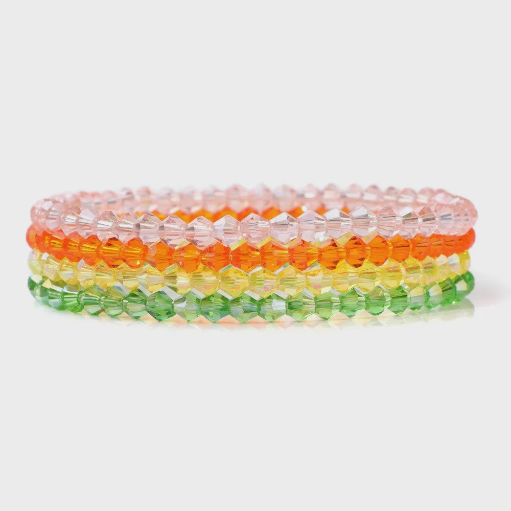 Set van 4 Kristallen Kralen Armbanden - Kleurrijk & Elegant
