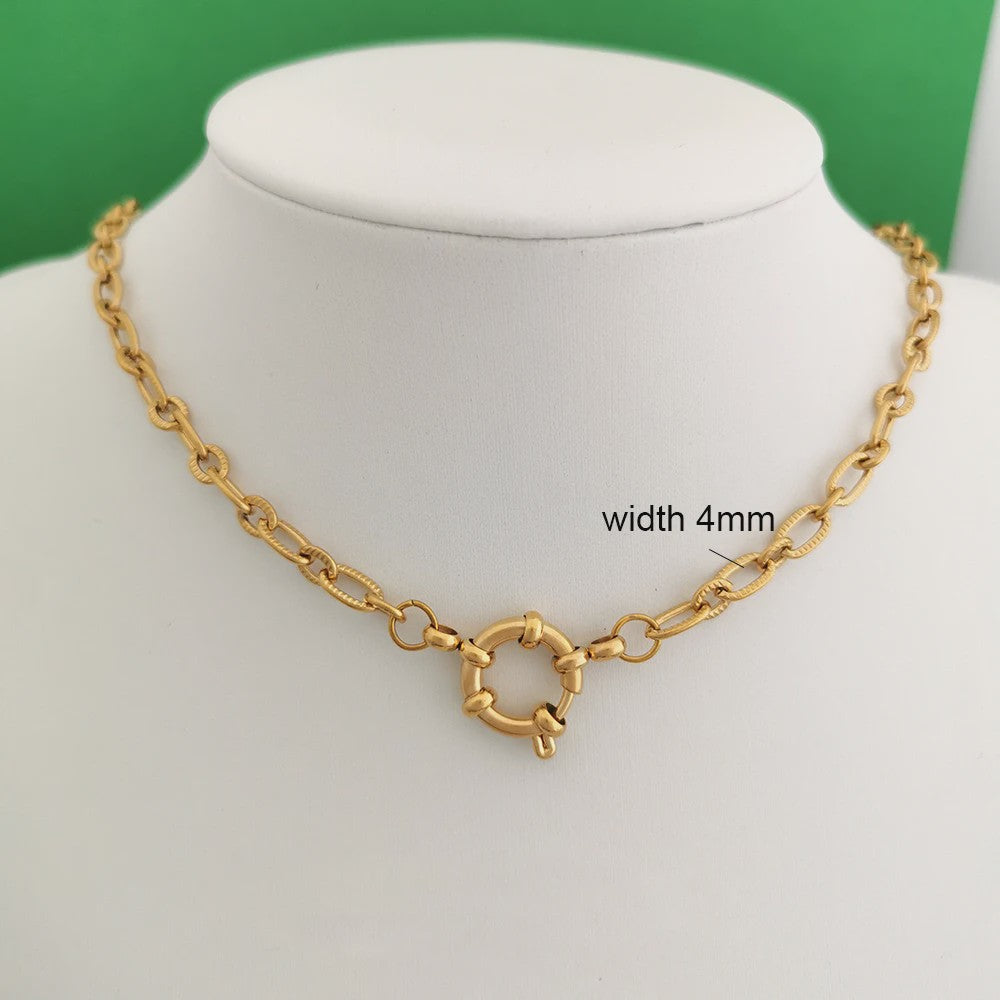 Gouden Roestvrij Stalen Ketting met Sailor Sluiting - Unisex Choker