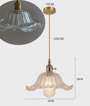 Vintage Groene Glazen Hanglamp - Nordic Stijl, Koperen Accent