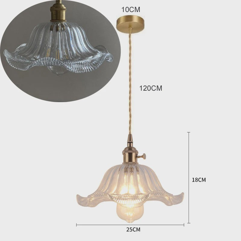 Vintage Groene Glazen Hanglamp - Nordic Stijl, Koperen Accent