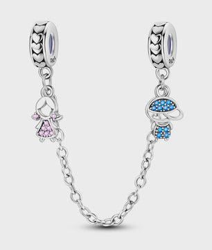 925 Sterling Zilveren Veiligheidsketting Bedel voor Armbanden - Maan, Ster, Vlinder, Hart