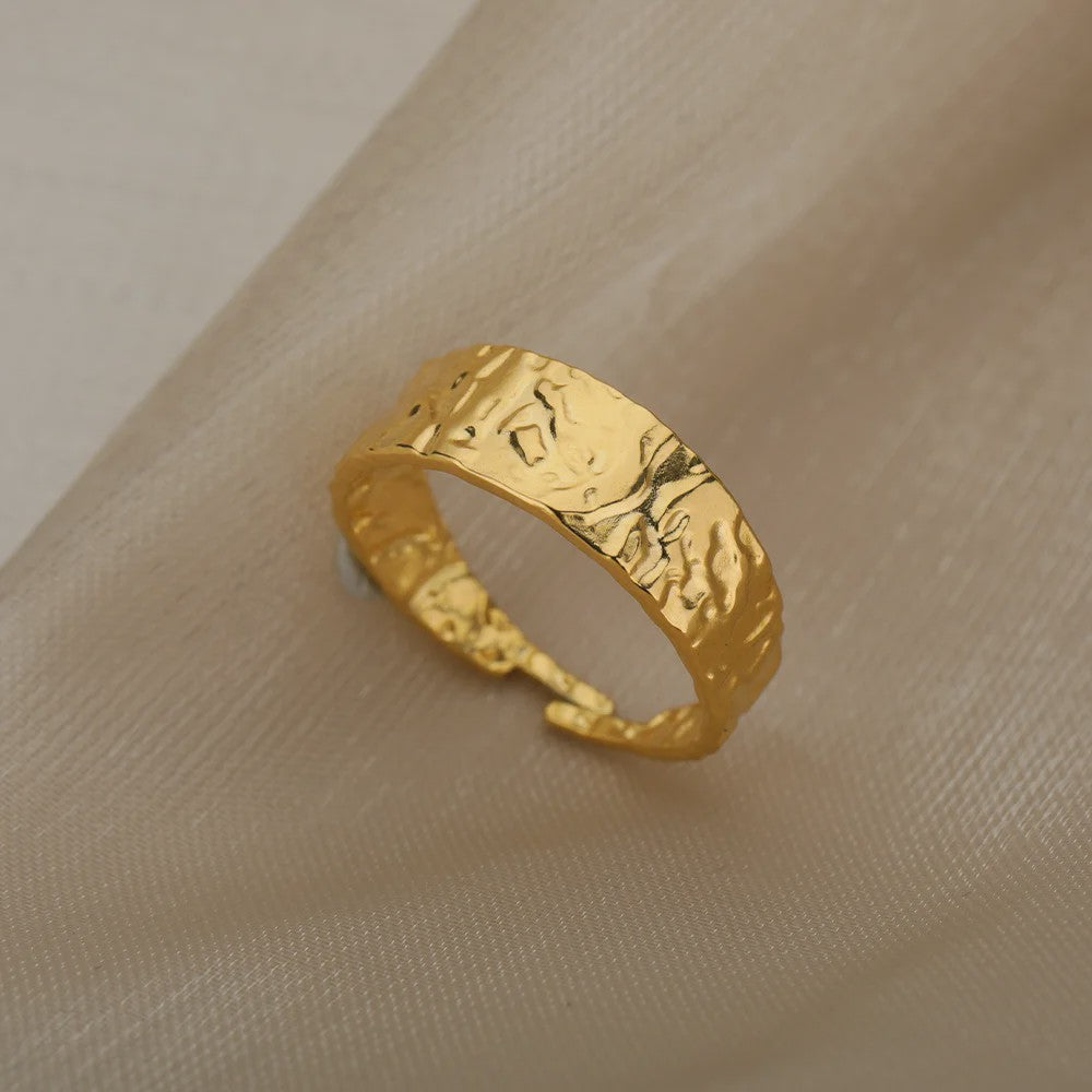 Gouden Ringen Dames - Roestvrij Staal Chunky Open Ringen Vintage Geometrisch Design