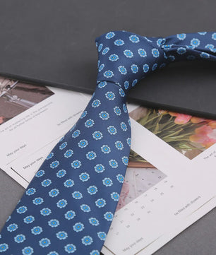 Klassieke Heren Strikdas - Imitatie Zijde met Polka Dot & Bloemendessin