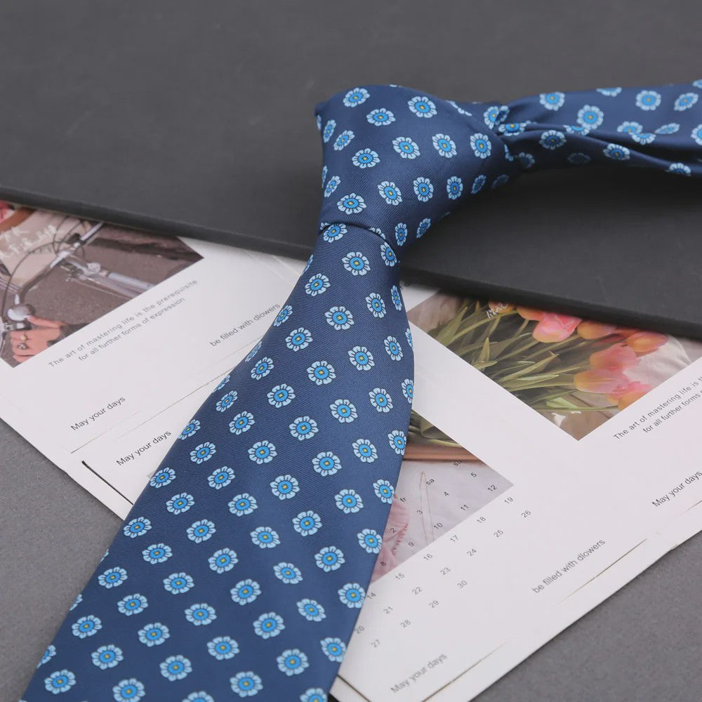 Klassieke Heren Strikdas - Imitatie Zijde met Polka Dot & Bloemendessin