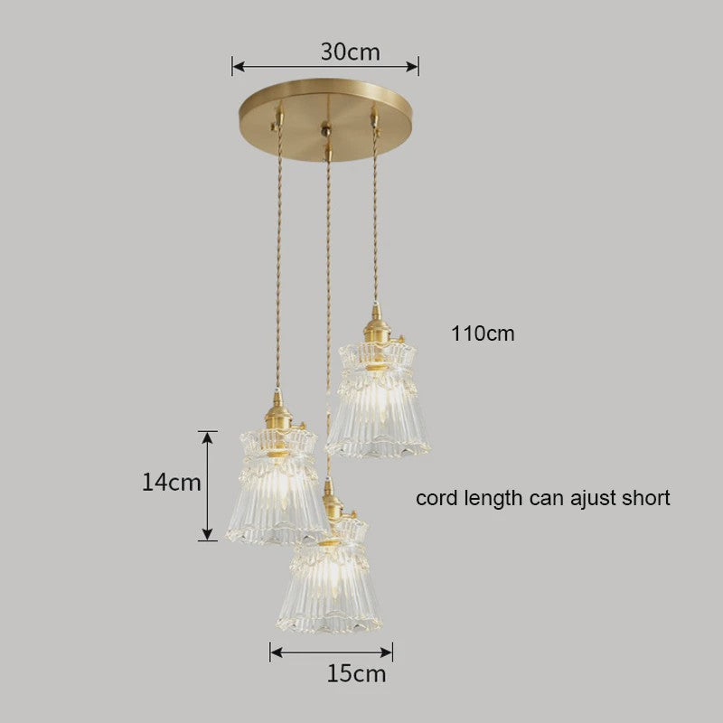 Koperkleurige Glazen Hanglamp - Stijlvolle LED Plafondlamp voor Woonkamer, Slaapkamer & Keuken