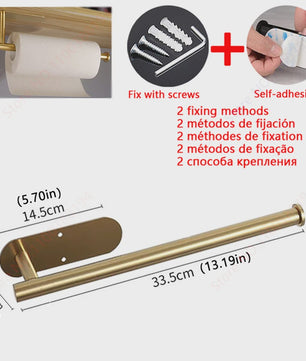 Set Badkamer Accessoires: Handdoekrek, Toiletrolhouder, Haak & Ring - Zwart