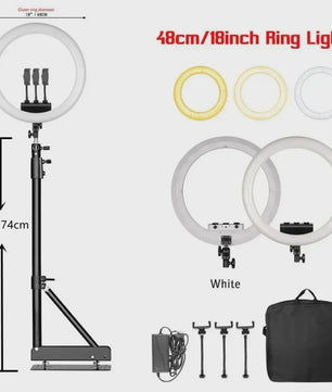 18 Inch Ring Light LED Lamp met Verstelbaar Statief & Telefoonhouder voor YouTube, Foto & Studio