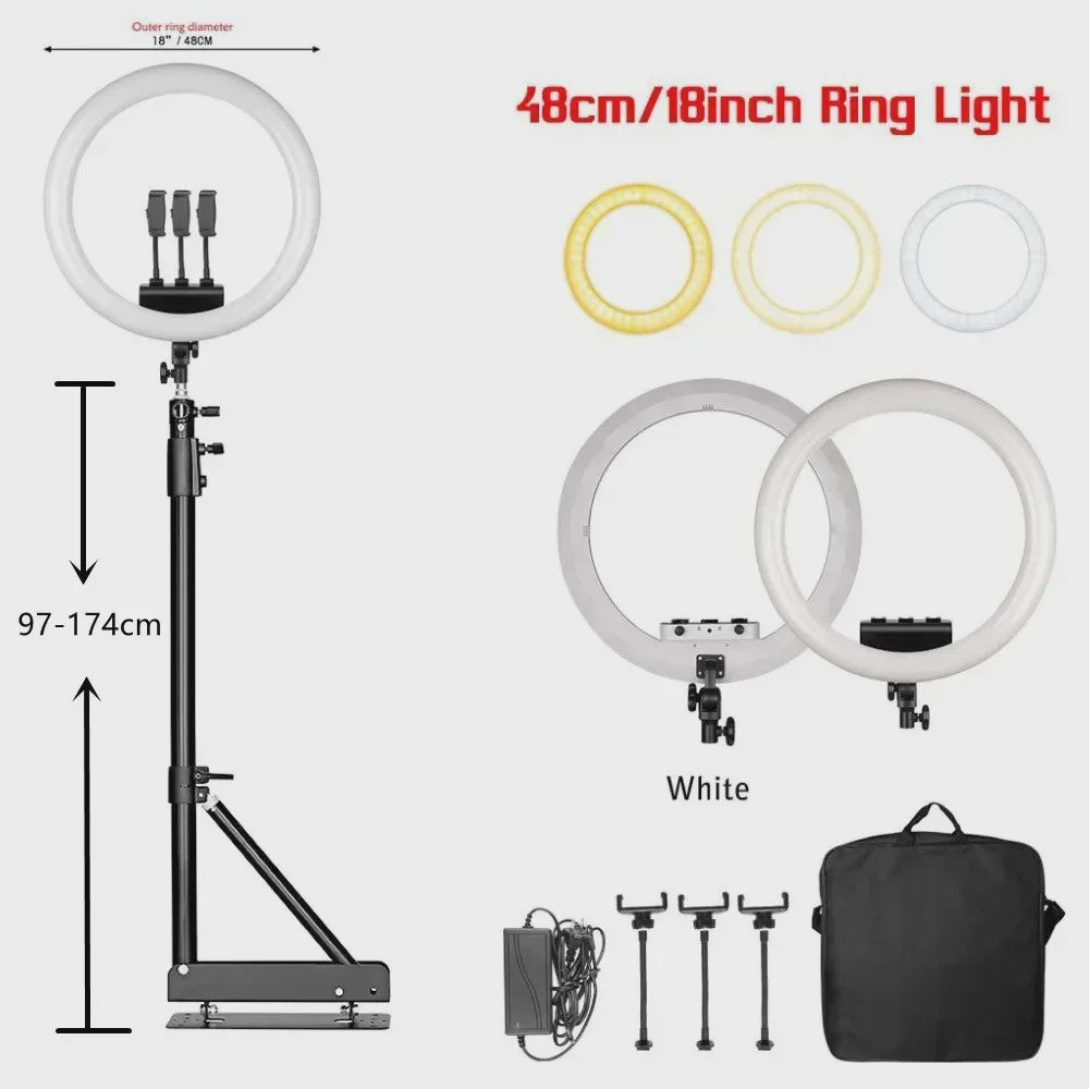 18 Inch Ring Light LED Lamp met Verstelbaar Statief & Telefoonhouder voor YouTube, Foto & Studio