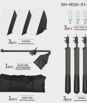 Professionele Softbox Verlichtingskit 50x70cm - Continu Licht voor Studio Fotografie