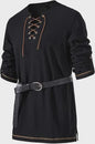 Heren Middeleeuwse Tuniek met Vetersluiting - Renaissance, Viking & Piraat Kostuum Shirt