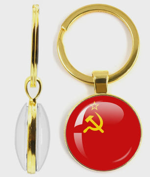Soviet Union,Brazil,Canada,Netherlands,Israel,Syria,Venezuela,United States,Spain National Flag Series Double-Sided Keychain