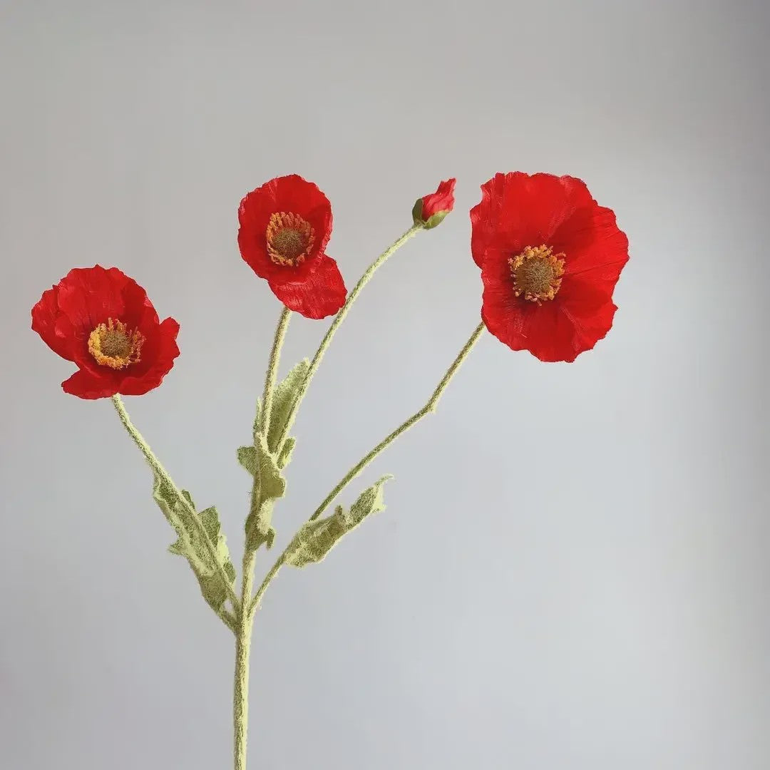 Zijden Papavers Kunstbloemen - Lange Stelen voor Decoratie