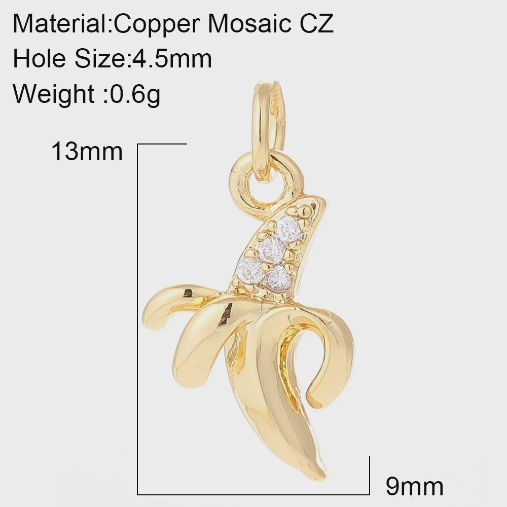 Gouden Bedeltjes voor Sieraden Maken: Cactus, Kers, Paddenstoel, Bloem & Fruit