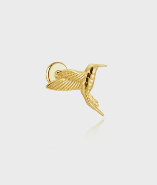 925 Sterling Zilveren Kolibrie Oorbellen Dames - 18K Goudkleurig Platte Achterkant Studs