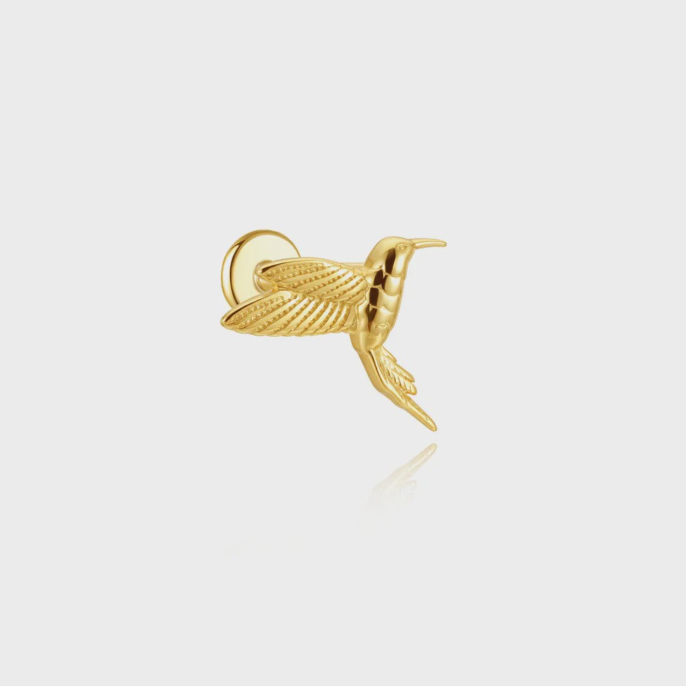 925 Sterling Zilveren Kolibrie Oorbellen Dames - 18K Goudkleurig Platte Achterkant Studs